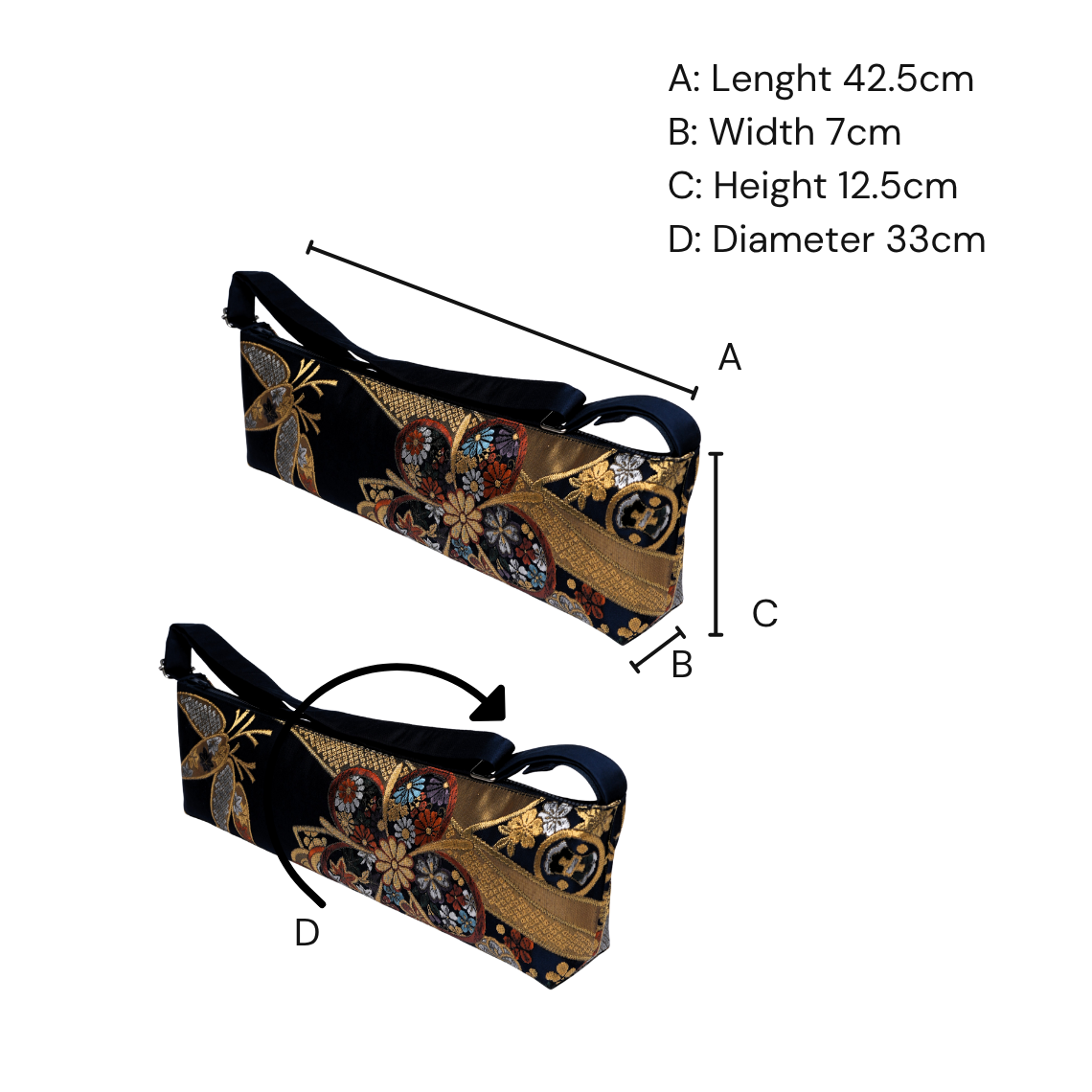 Kimono Obi Silk Flute Bag – Floral and Bamboo