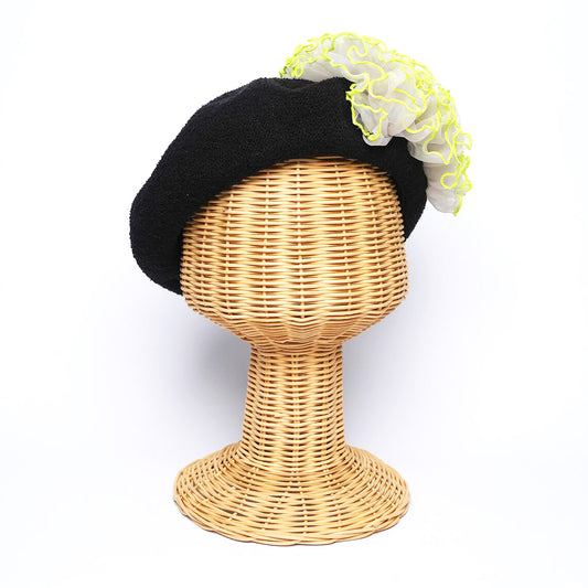 Black Neon Tulle Beret