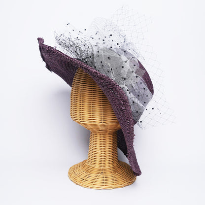 Purple Bloom Raffia Hat