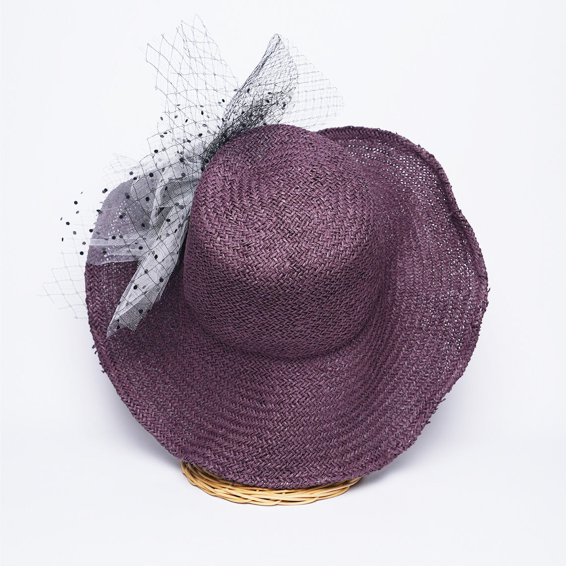 Purple Bloom Raffia Hat
