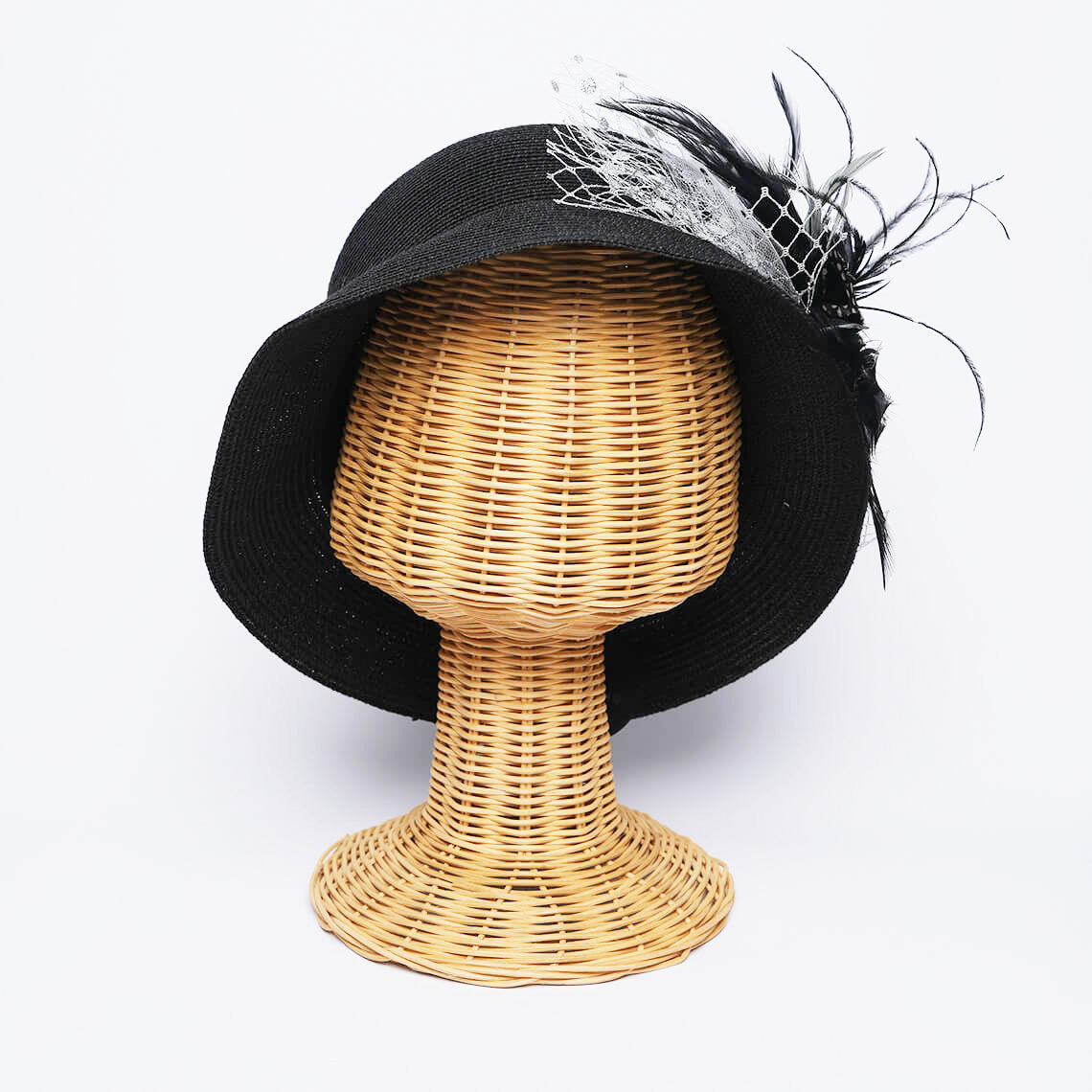 Black Feather & Tulle Hat