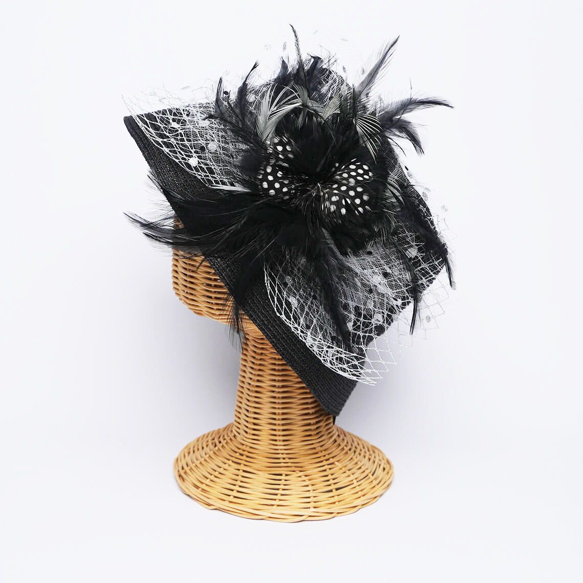 Black Feather & Tulle Hat
