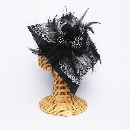 Black Feather & Tulle Hat